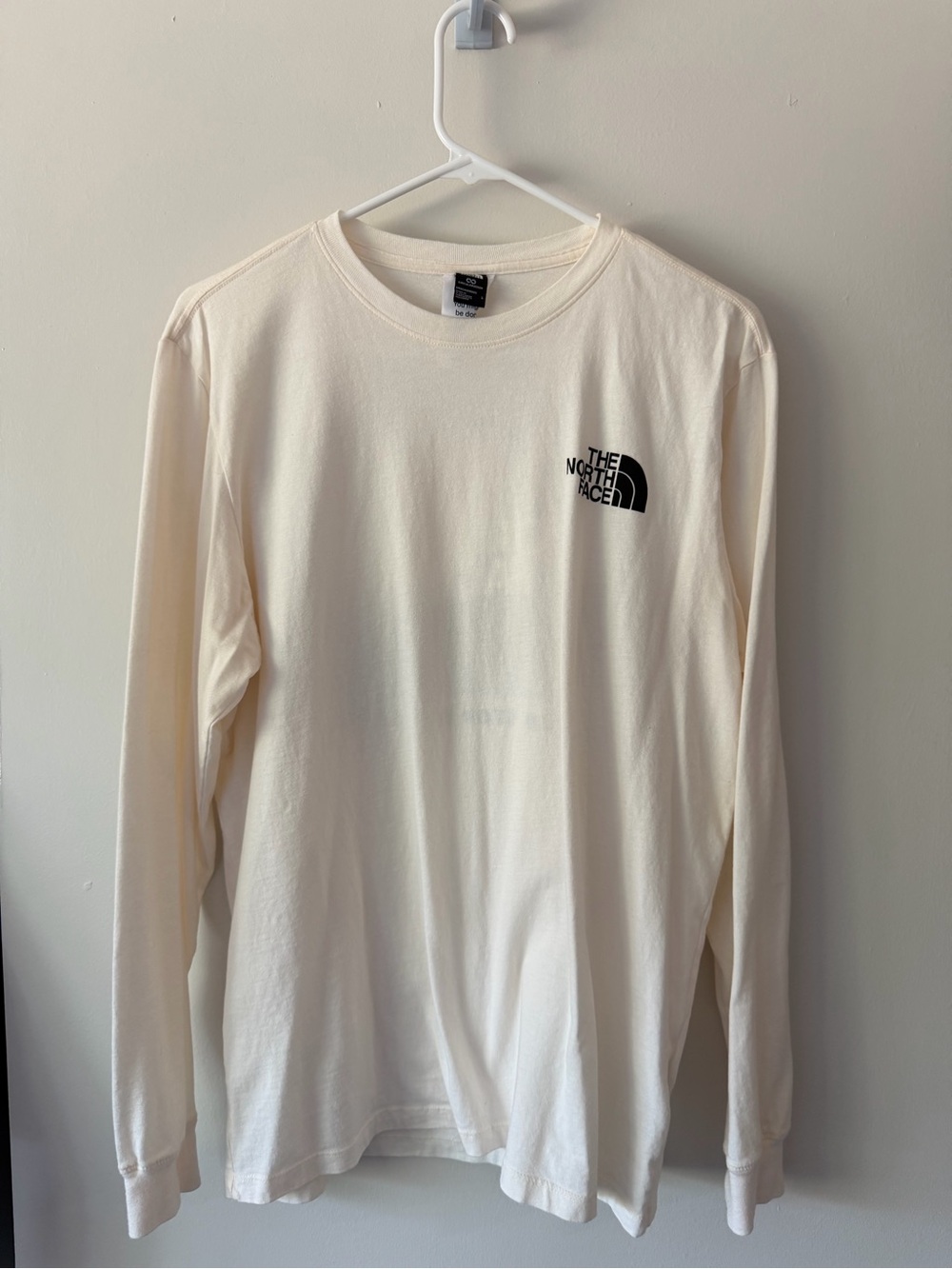 The North Face Men's Long-Sleeve Tee - Off-White with Black Logo